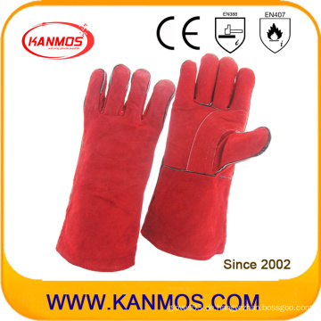 Red Rowhide Split Leder Schweißen Industrial Safety Work Handschuhe (11104)